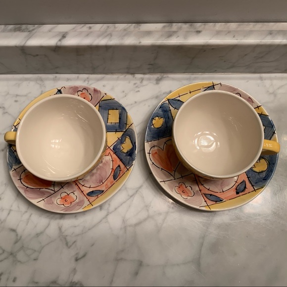 Hand-Painted Ceramic Cup & Saucer Set of 2 - Picture 4 of 9